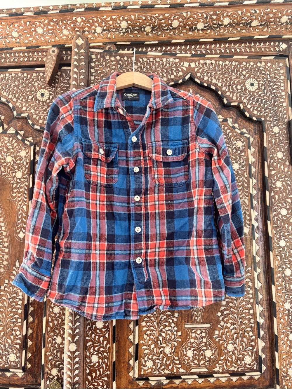 Vintage OshKosh B'gosh Kids Plaid Flannel Long Sleeve Shirt